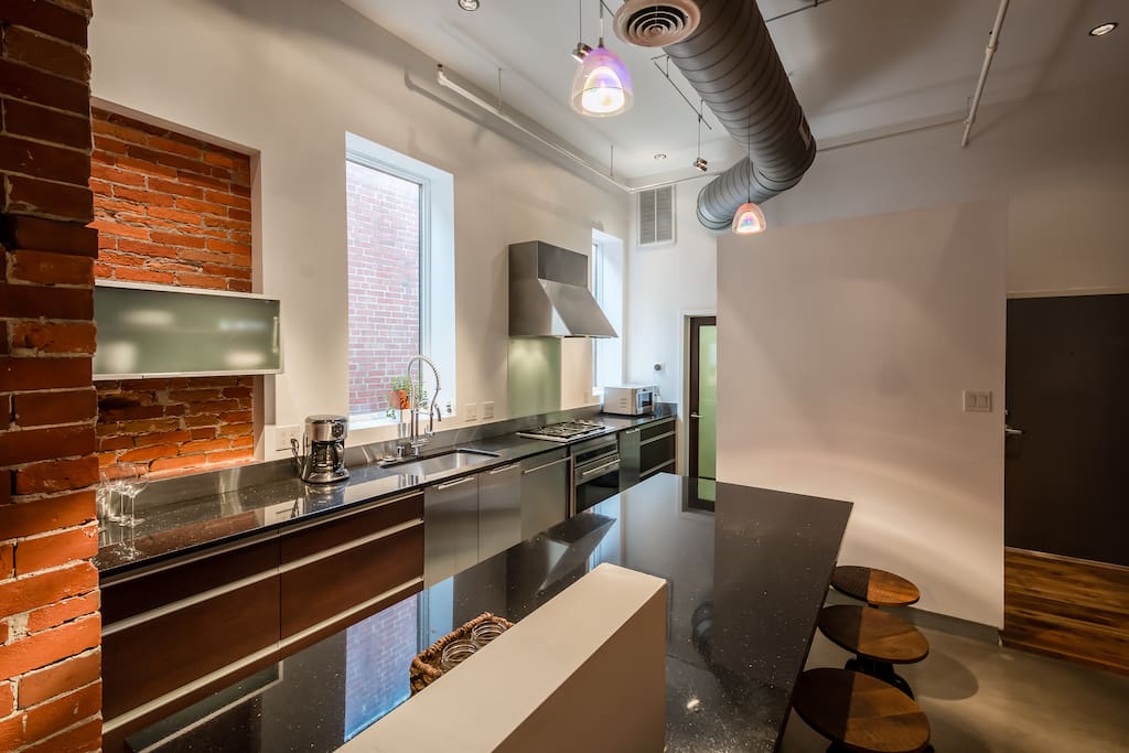 Fully equipped kitchen with large countertop