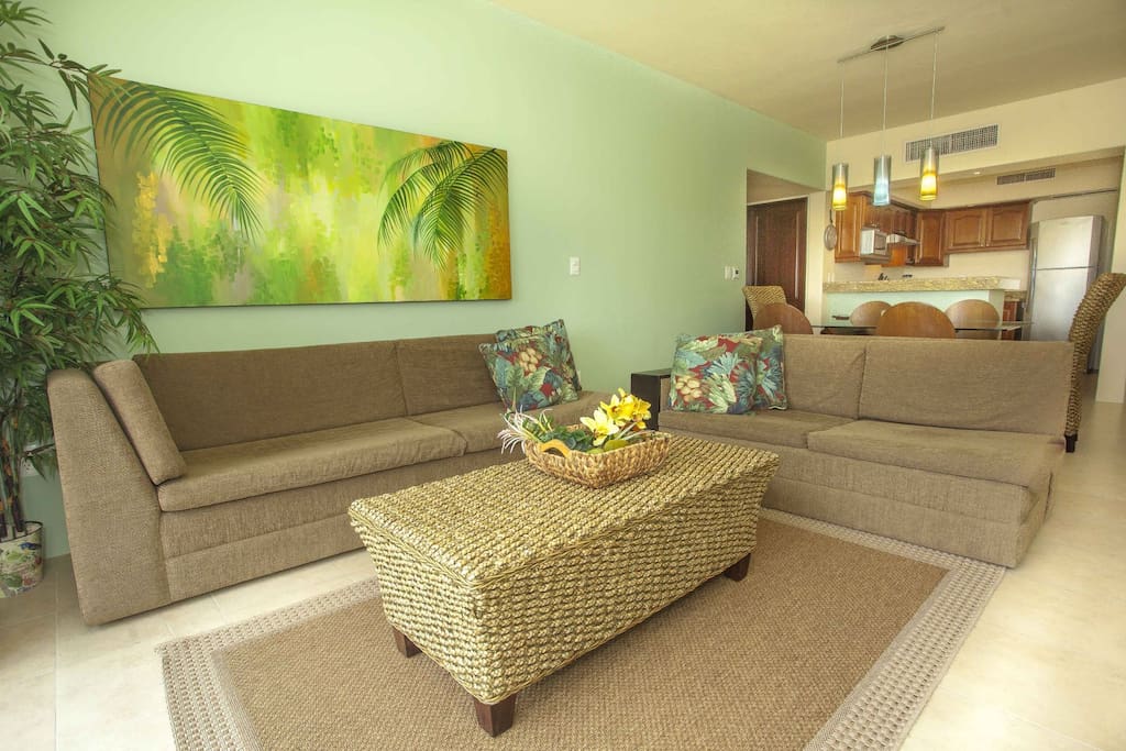 The open concept living space is perfect for larger groups.