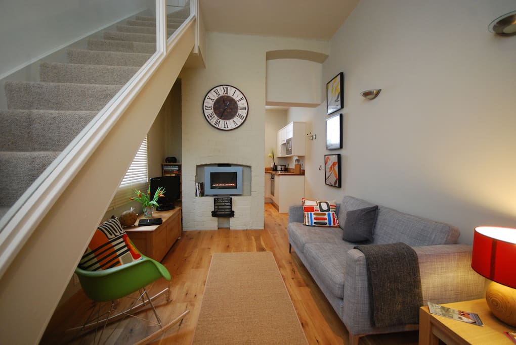 Comfortable living area and kitchen