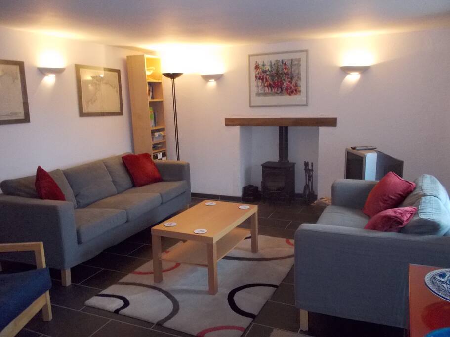 Lounge area - seating for 6 and wood burning stove