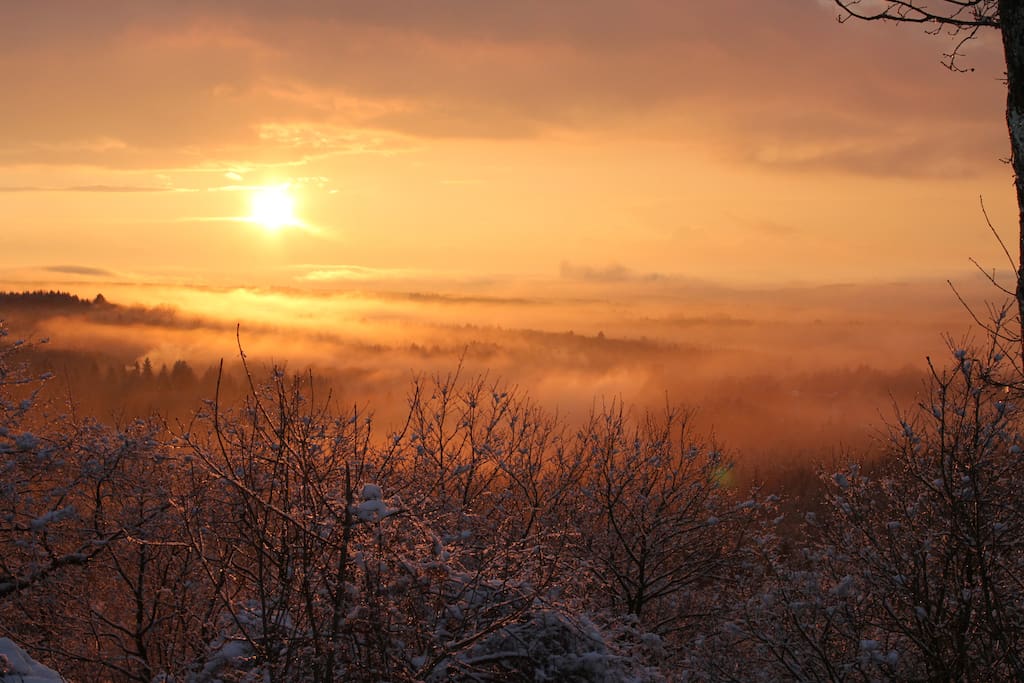 View from terrace winter sundown