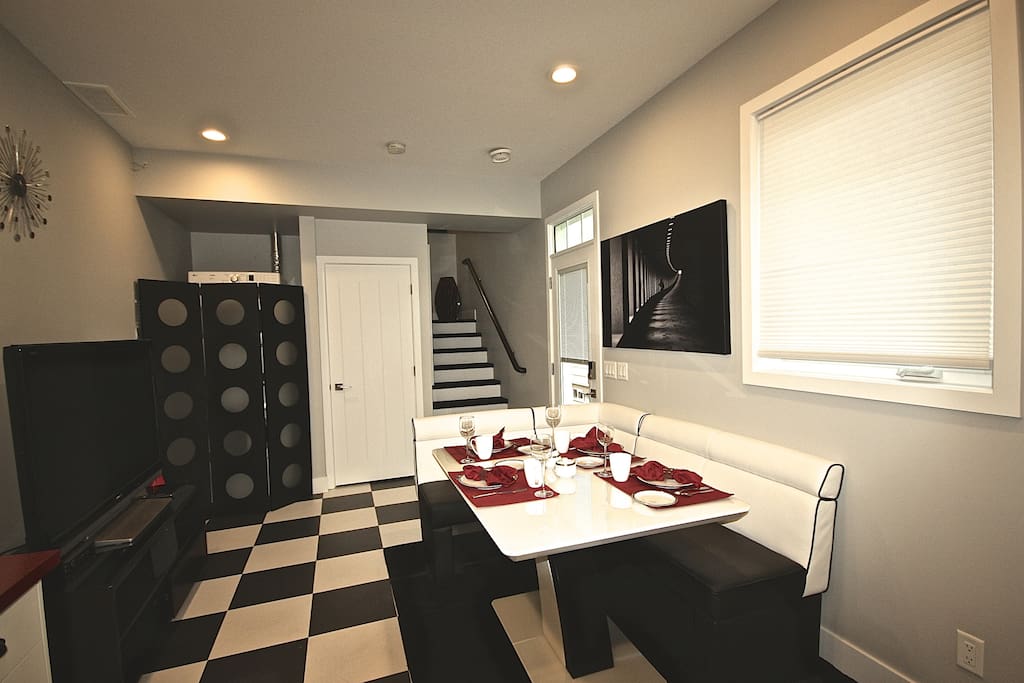 Stairs to bedrooms, bath and patio