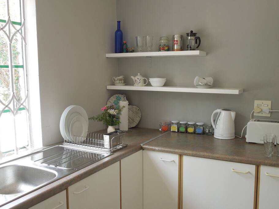 Kitchen equipped with bed and breakfast necessities.
