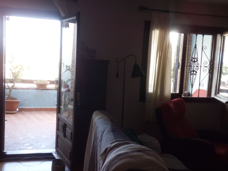 Salon y salida a la terraza de abajo