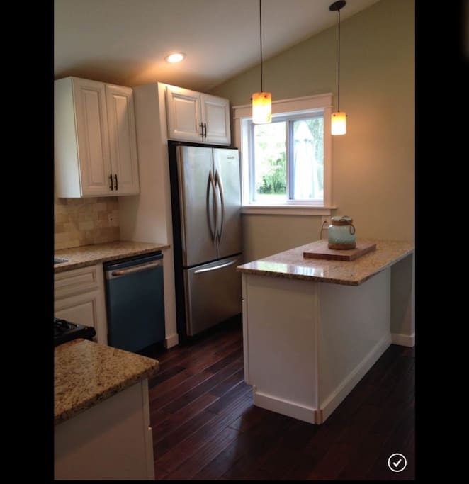 Granite counters and stainless steel appliances