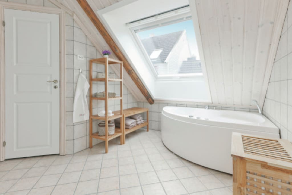 Stort bad, med badekar