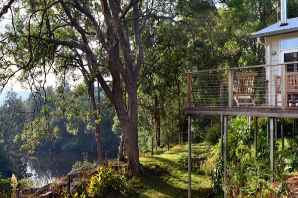 Balcony overlooking the river.