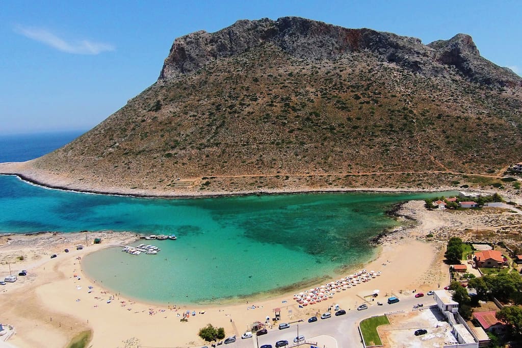 Stavros legendary mountain and its beautiful cove at less than 2.5 km of distance. A number of beaches all at walking distance. Tersanas and Machairda beach at less than 900m. of distance. You will see more photos of these locations towards the end of the photo list :)