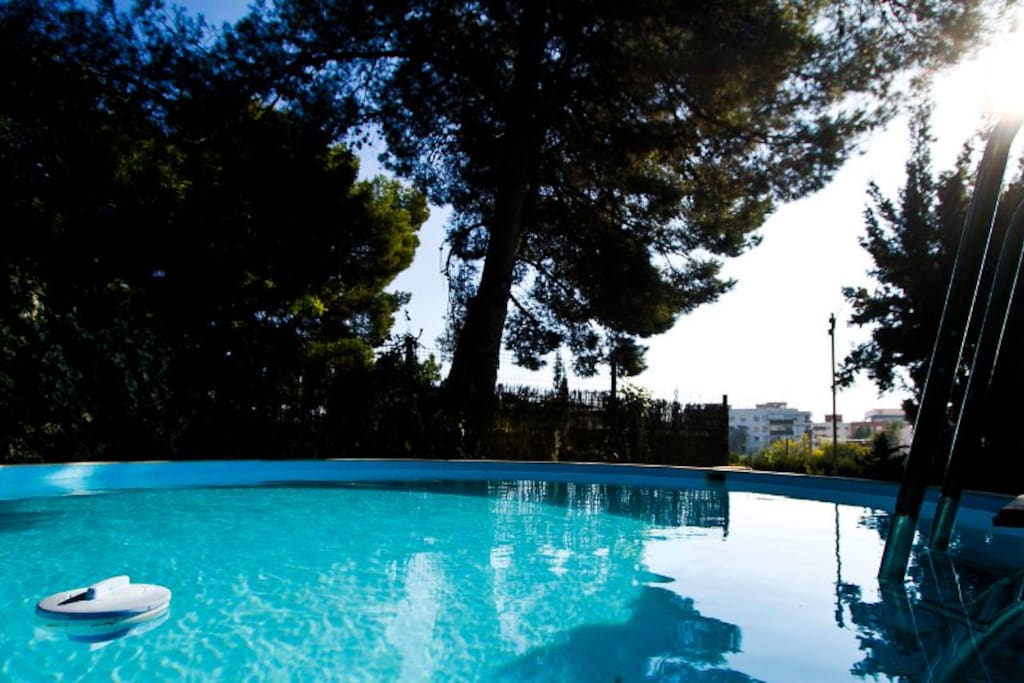 Piscina entre arboles al fondo Tarragona