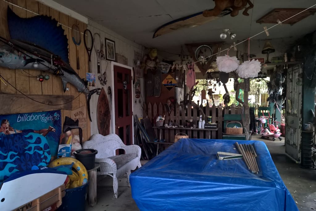 Downstairs entrance, door to the Tiki Bar and pool table you are welcome to use.