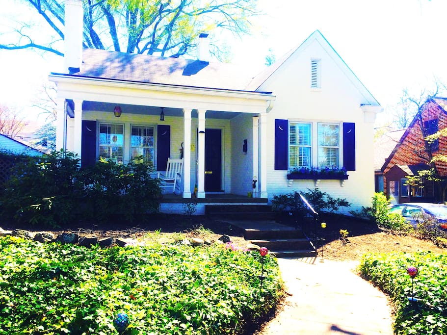 The front of our cottage. Driveway is to the right of our home.