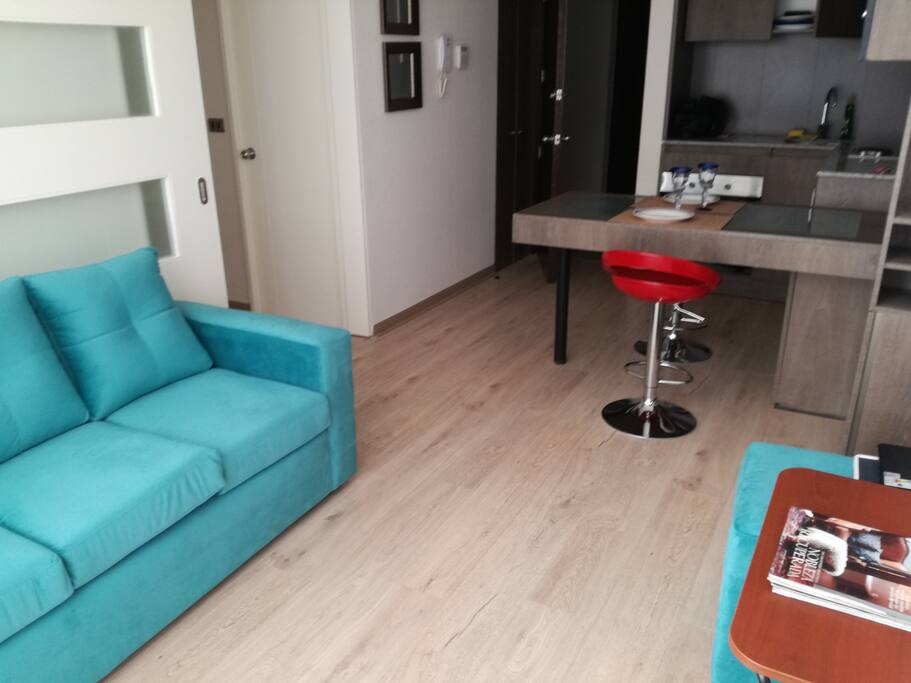 Cómodo Living con cocina equipada. Comfortable Living with equipped kitchen