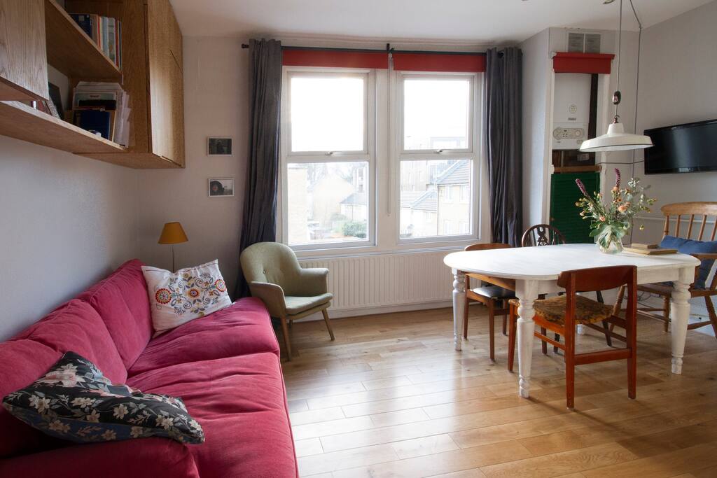 Combined kitchen/dining space with large table for working from home too