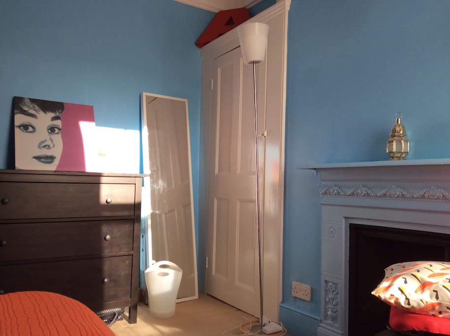 Pretty fire place, wardrobe and mirror