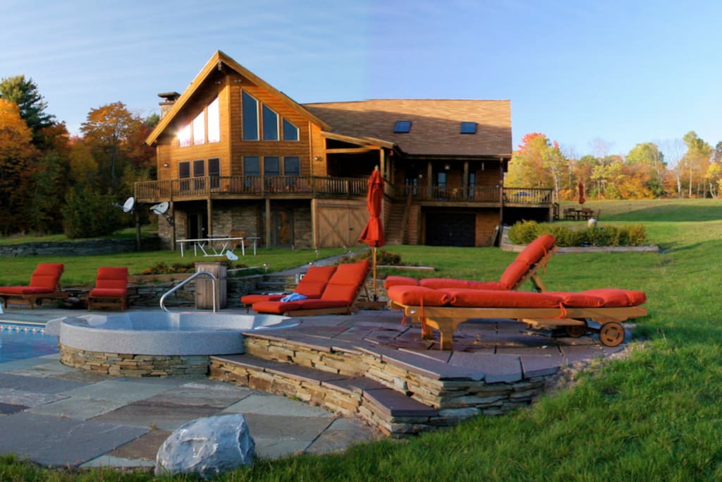 Heated pool with spillover spa