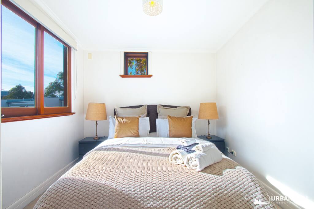 Bedroom with a Queen sized mattress providing superior support and comfort