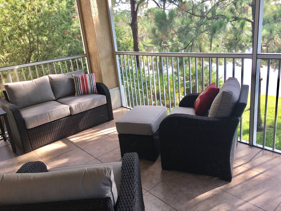 Enjoy your morning and evening beverages on the screened-in balcony