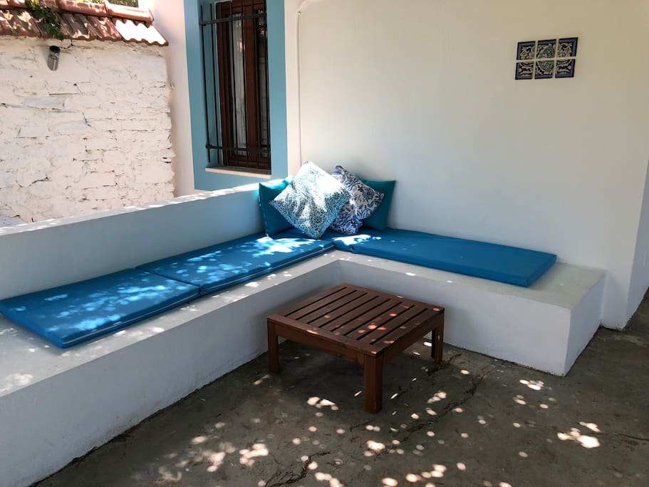 The outdoor seating area