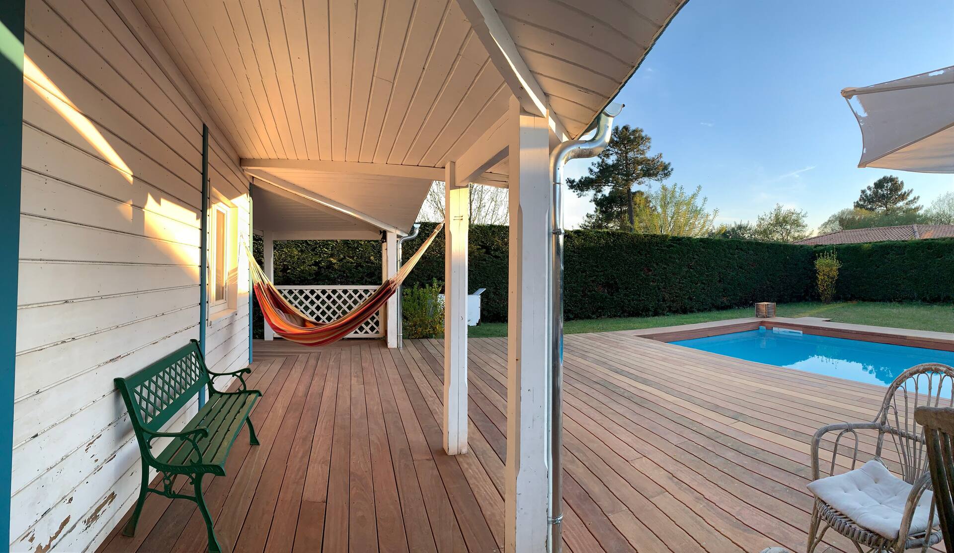 Cozy wooden house with pool