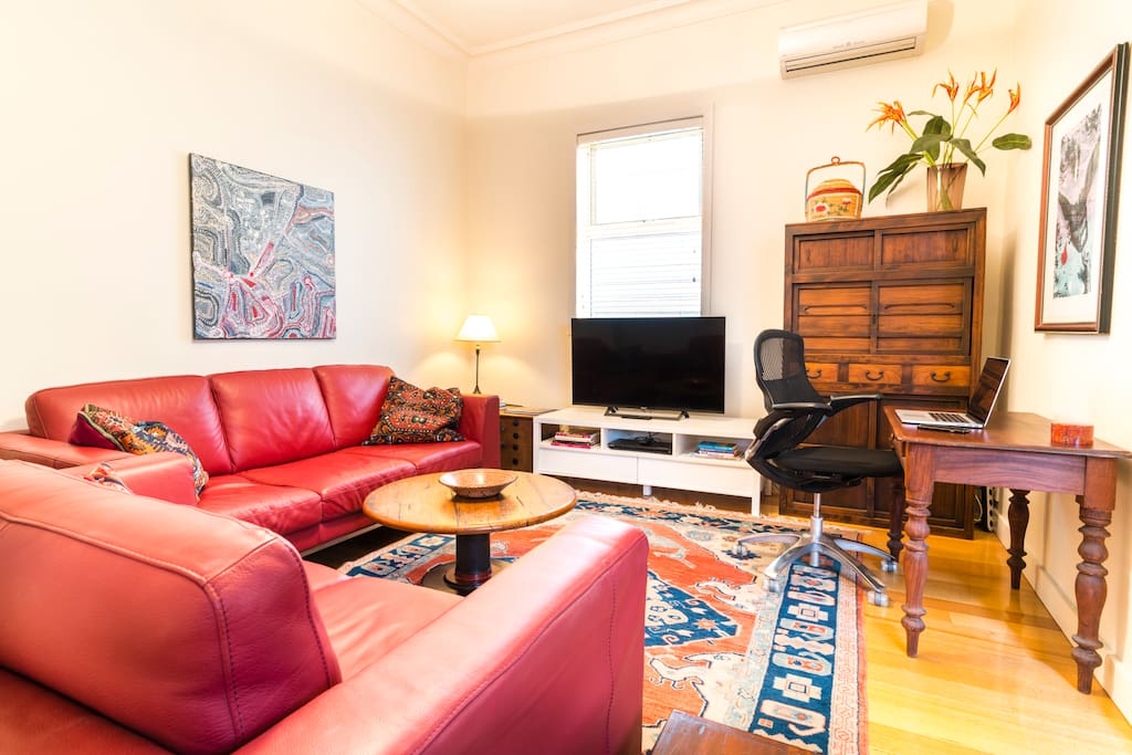 Business ready desk and wonderfully comfortable chair in the living area