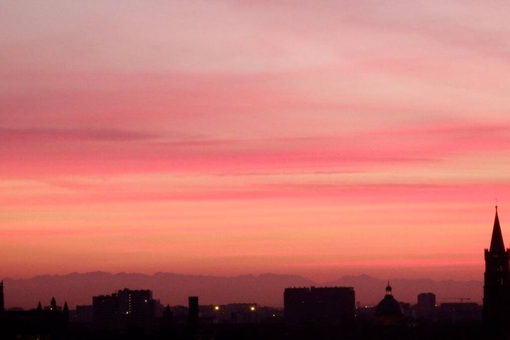 Vue du balcon sur l'hyper-centre par un soir d'hiver