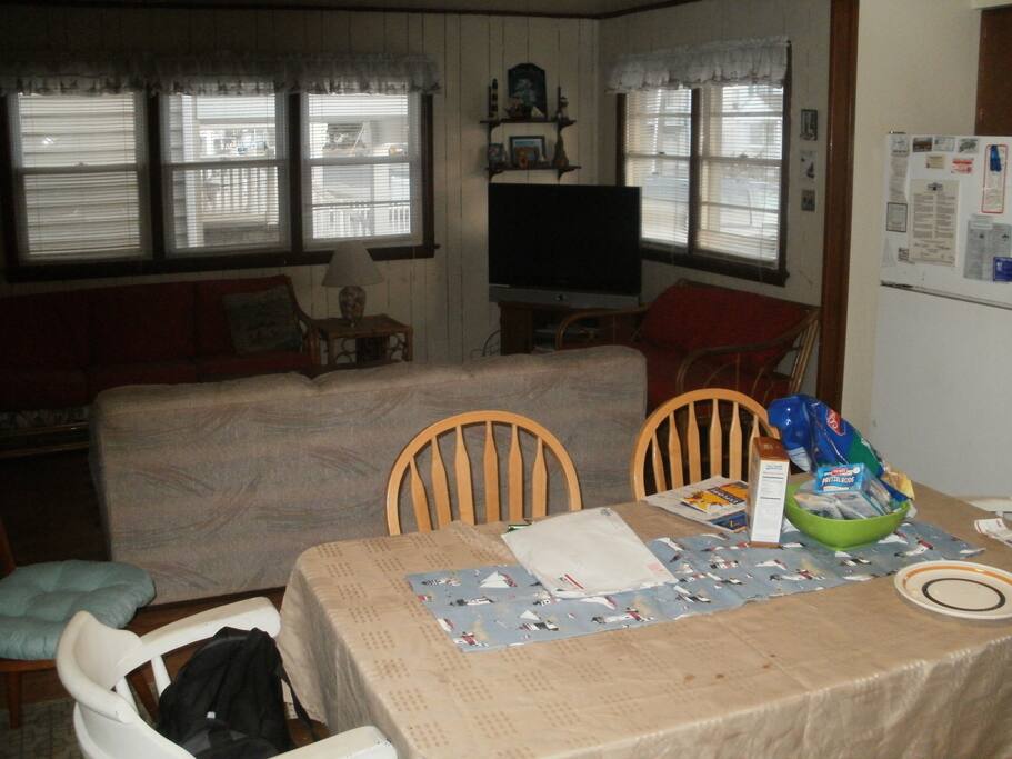 Living room adjacent to kitchen