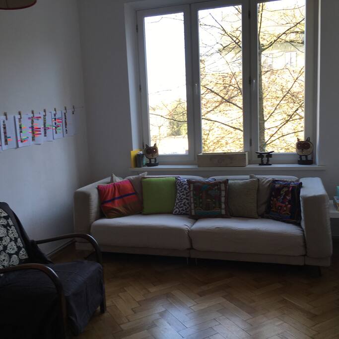 Common space which can easily become a bedroom for the night.