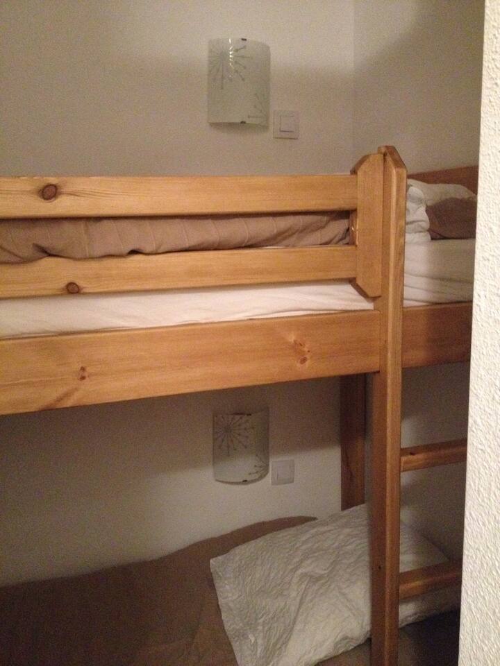 Sleeping area bunk beds and dressing room