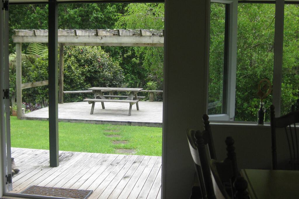 The outdoor dining area