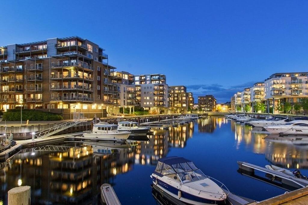 The apartment is on the roof of the right hand building