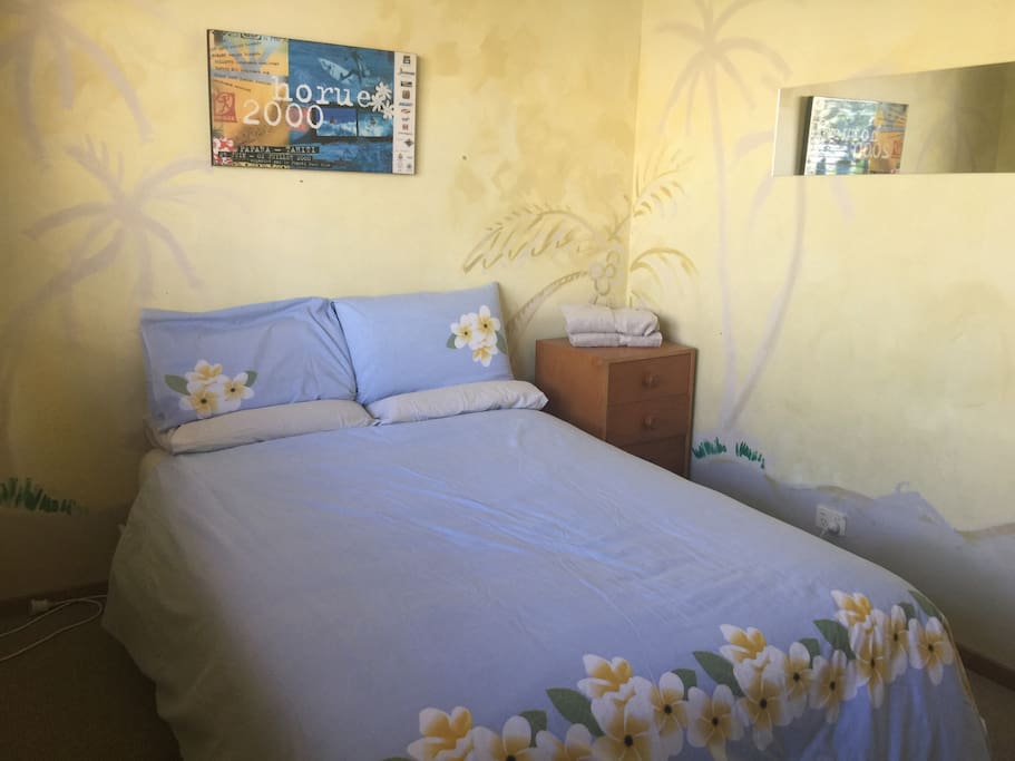 Tahiti Room, with garden views and new comfy double bed and linens.