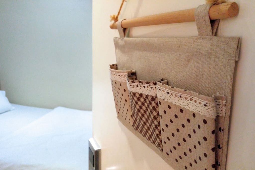 Room door with notice bag