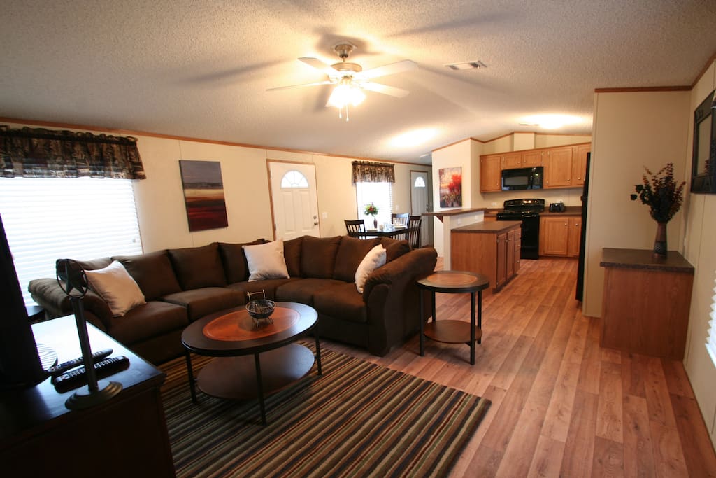 Full living room with 46" flat screen TV with 150 channels