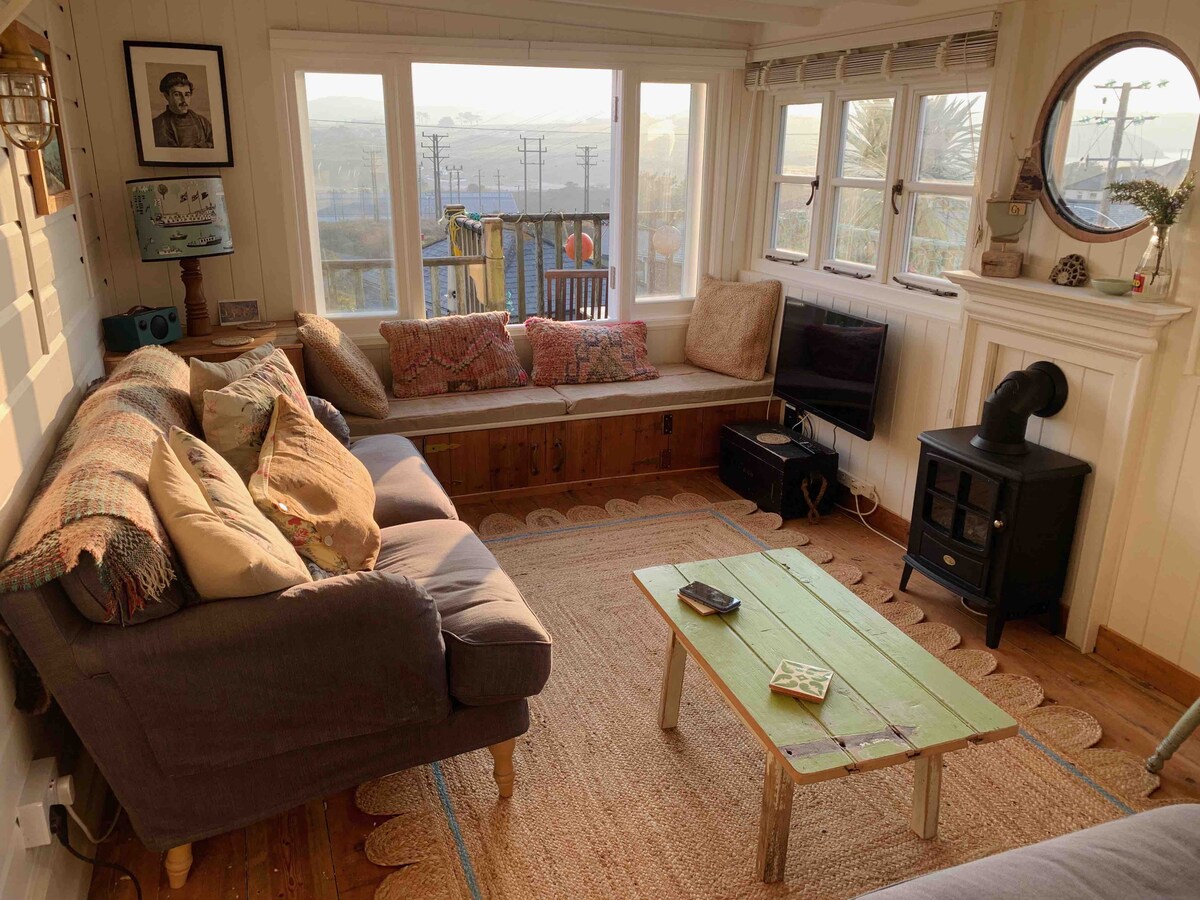 Popular Airbnb listing: Hawkes Point View ~ Vintage Coastal Cabin Escape in Hayle