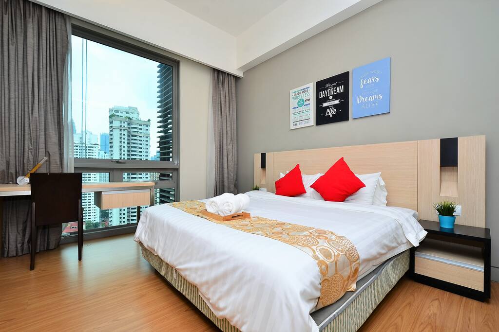 Modern, Comfortable and Beautiful King Size Bed in the bedroom - 2 person