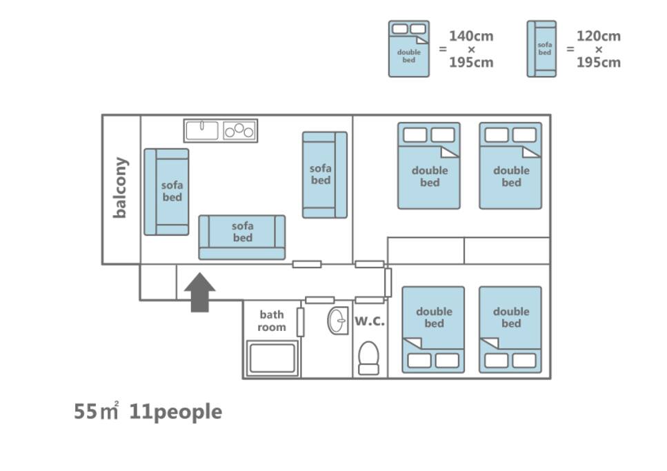Spacious layout. Suitable for 11 people.