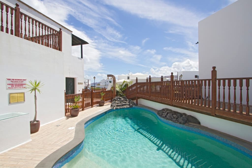 Solar heated pool.