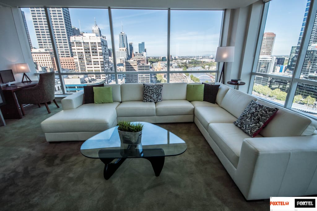 The view from the lounge looking towards the city