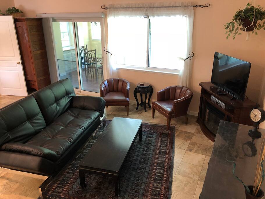 Living Area with European Lounge that converts to full bed view 2