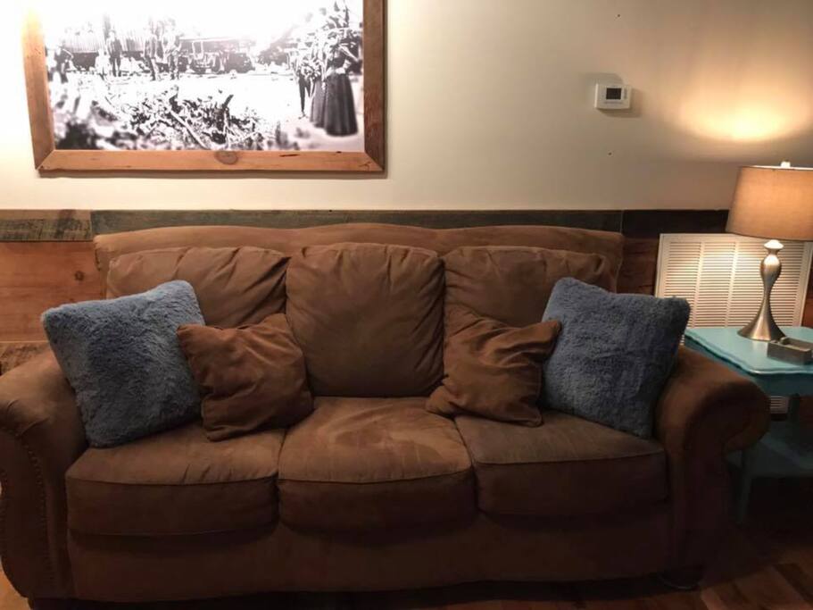 Furniture is very comfortable with throws to wrap up in .