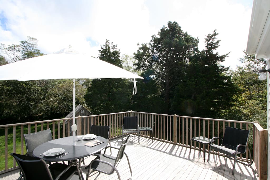 Dine in the shade on the deck.