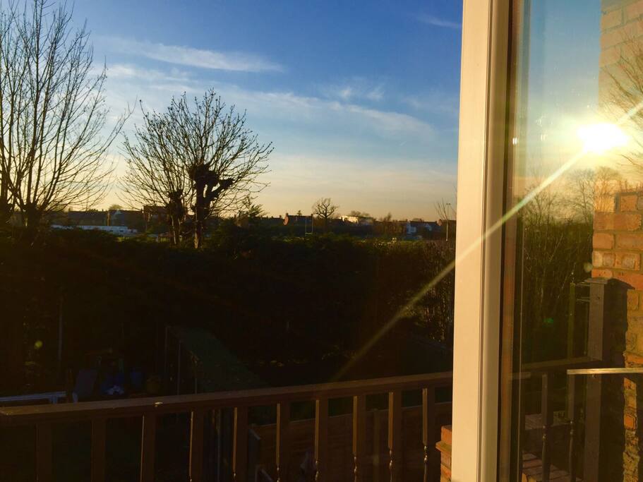 balcony overlooking Rugby ground.