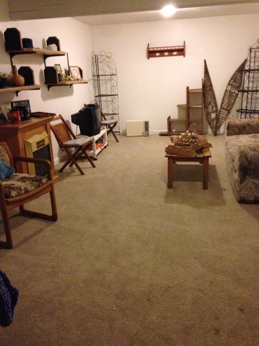 first view of sitting room from bottom of stairs.