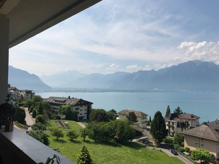 View over Valley and Alps