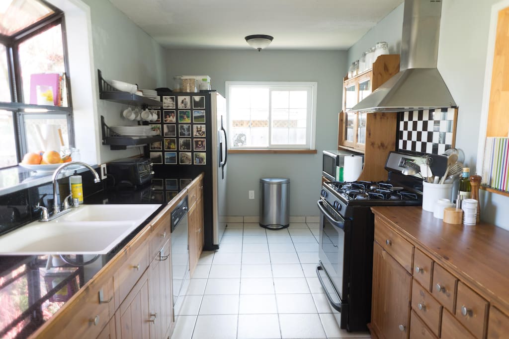 Kitchen stocked with every cooking tool you'd ever need.