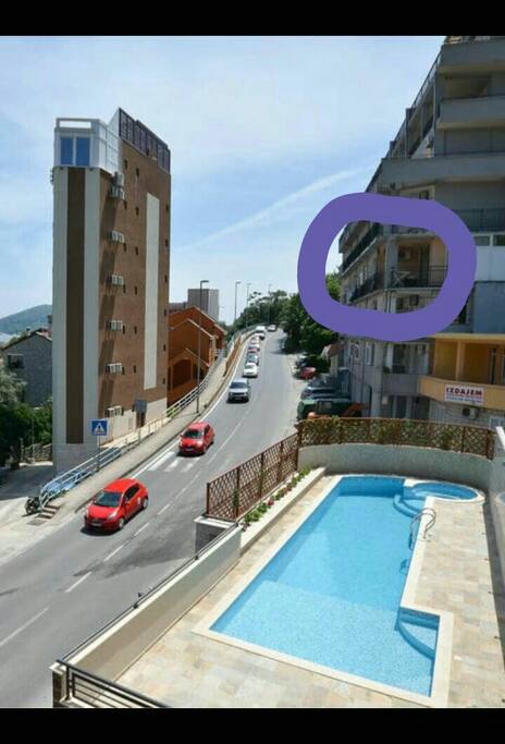 my position 200 m from beach and town center