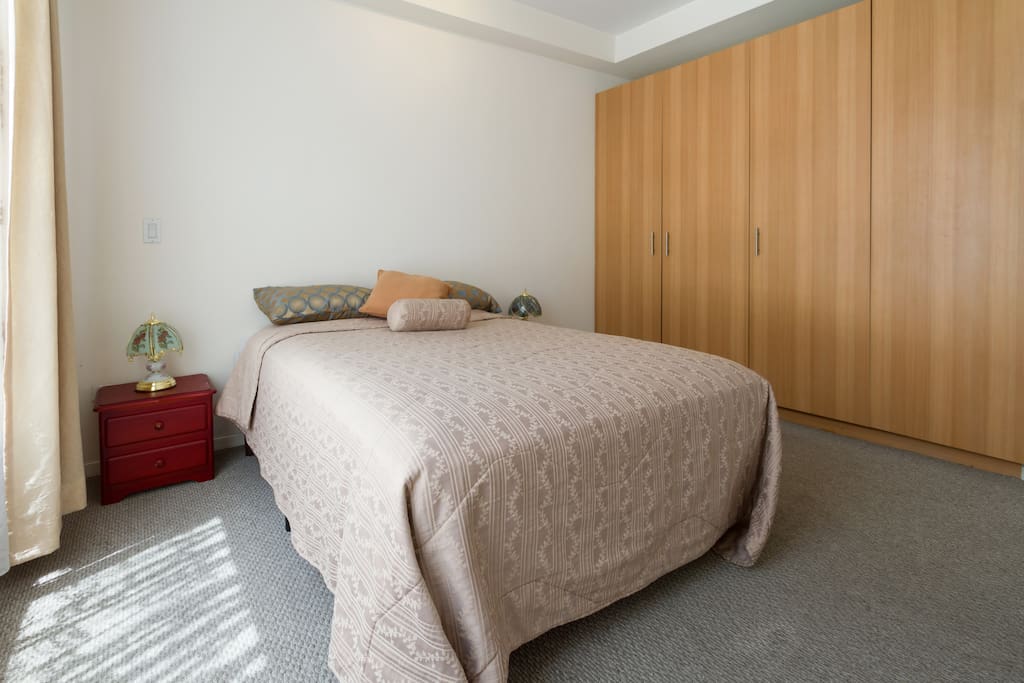 Double bed and wardrobe