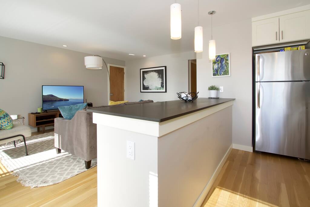 Kitchen and Living Room are one large flowing space