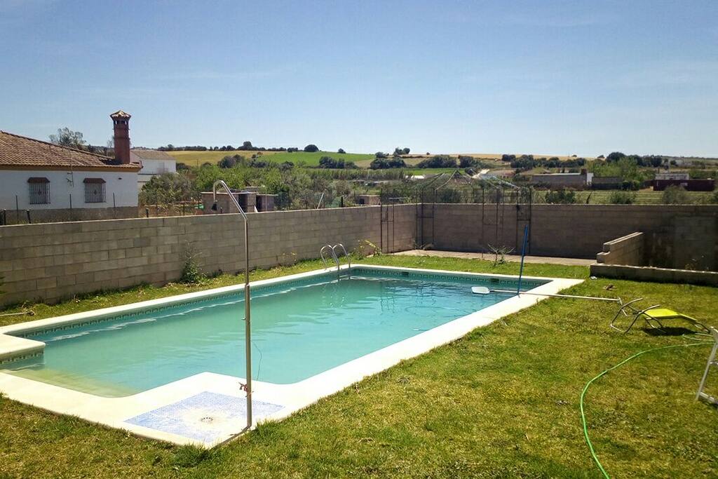 Piscina y jardín
