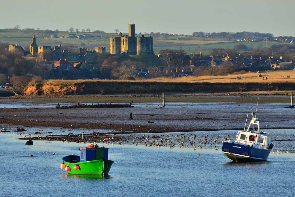 Amble with Warkworth castle in background